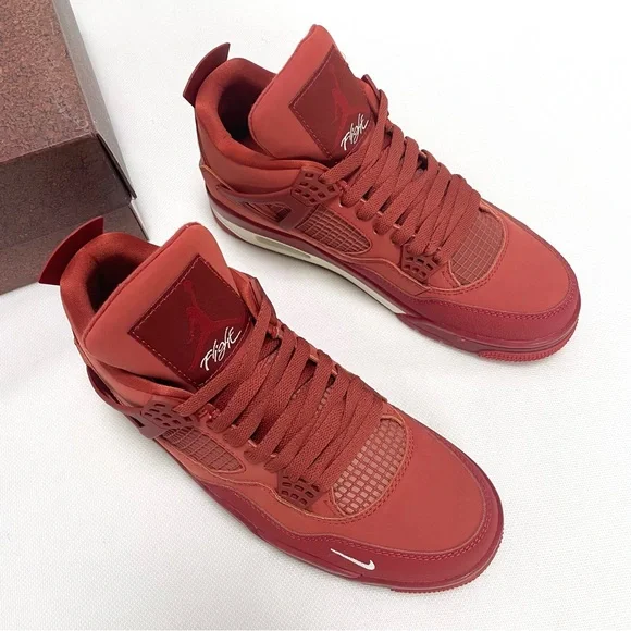 Men’s Orange-Red Athletic Sneakers Shoes -Brand New Retro 4 Brick by Brick - Picture 2 of 10